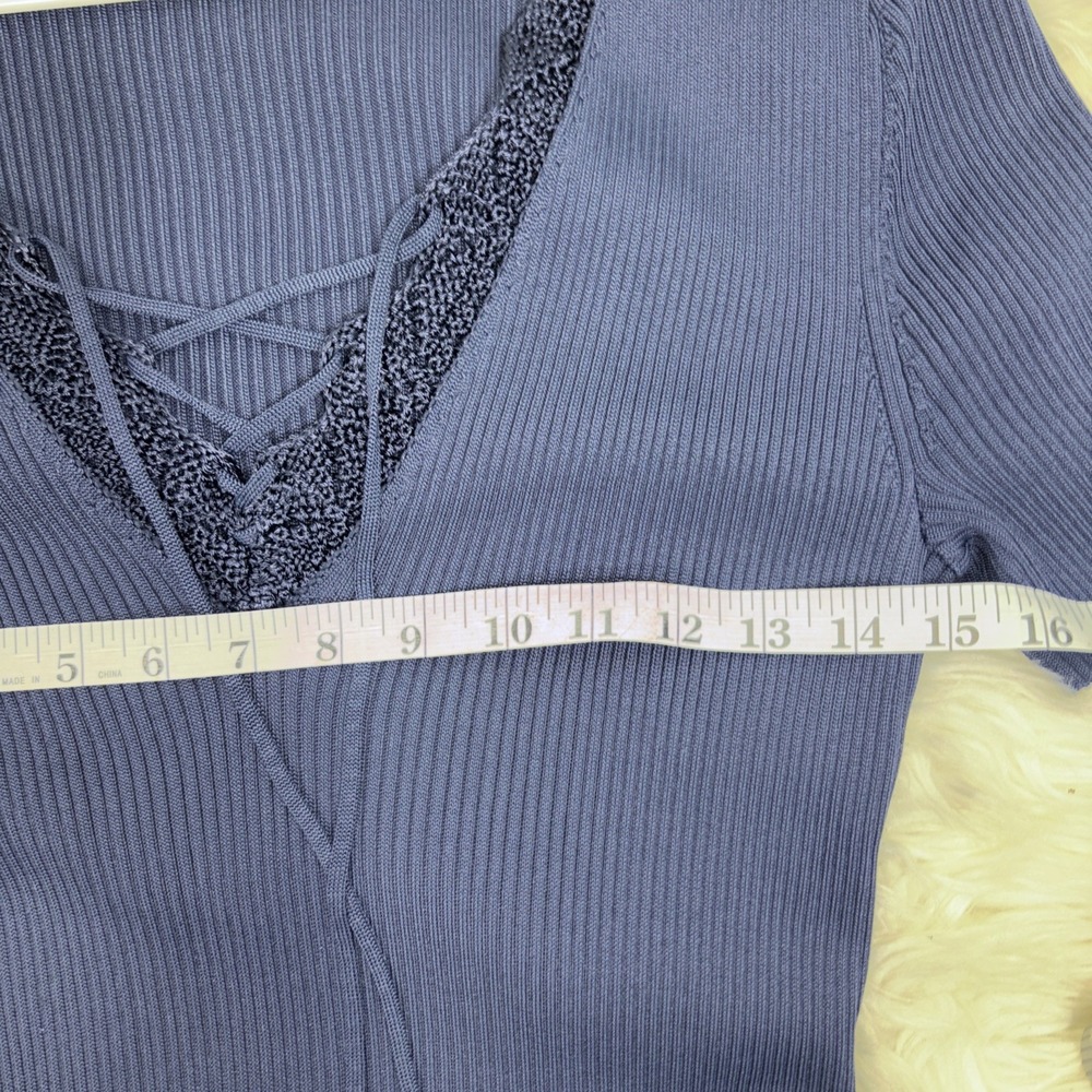 Lauren Ralph Lauren Women's‎ Lace-Trim Rib-Knit Dress Refined Navy Size L $225 - Picture 9 of 12